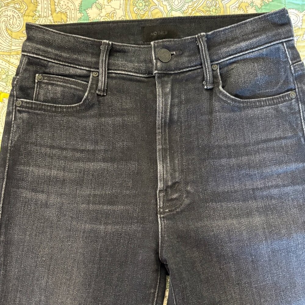 MOTHER Thunder Road jeans in black, freyed hem, size 25R